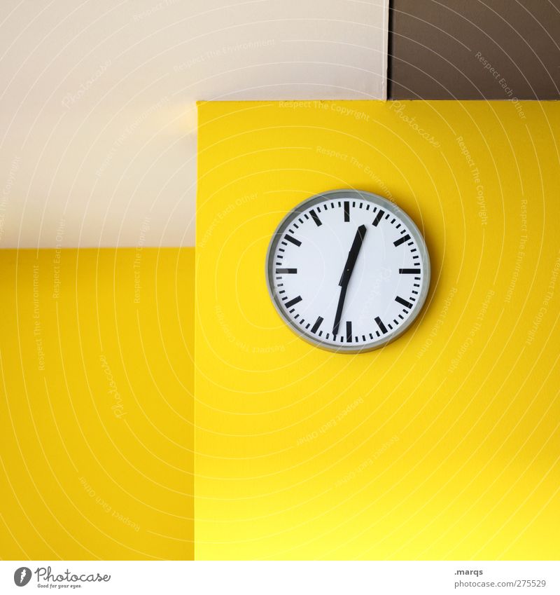 Halb eins Lifestyle Design Innenarchitektur Büro Business Sitzung Mauer Wand Zeichen Uhr ästhetisch trendy modern gelb Stress Farbe Termin & Datum Zukunft