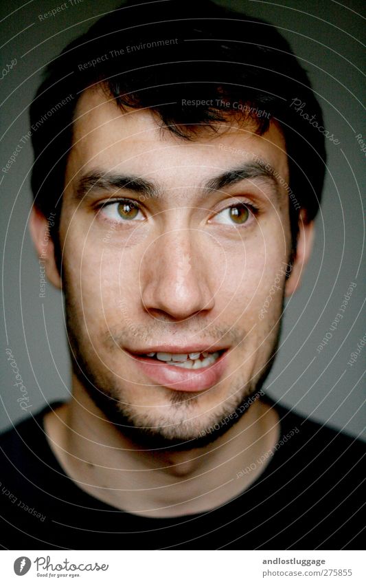 nicolas spinnt ein bisschen. Mensch maskulin Junger Mann Jugendliche Gesicht hochgezogene Augenbraue 1 18-30 Jahre Erwachsene schwarzhaarig kurzhaarig