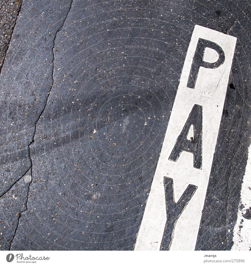 Payout Straße Asphalt Schriftzeichen Schilder & Markierungen bezahlen einfach schwarz weiß Wandel & Veränderung Parkplatz Straßenverkehrsordnung Farbfoto
