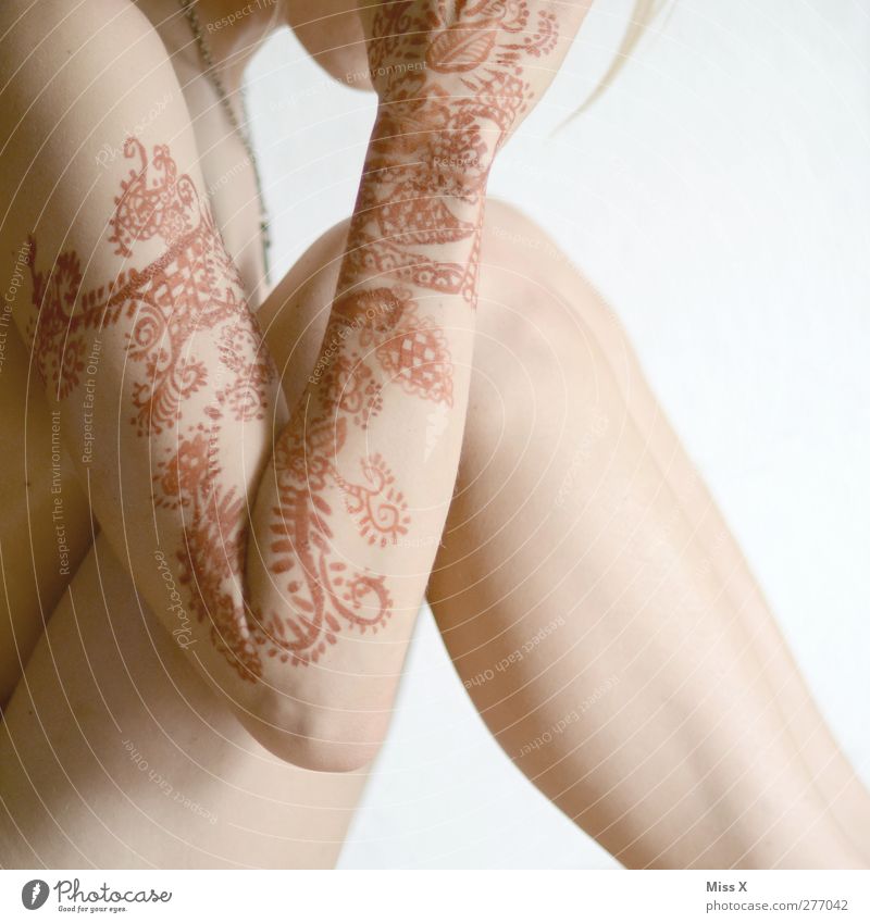 ausgeufert schön Körperpflege Haut Mensch feminin Junge Frau Jugendliche 1 18-30 Jahre Erwachsene Ornament exotisch nackt ästhetisch Henna Hennamalerei