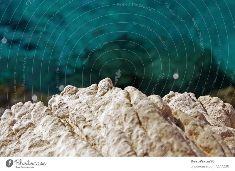 White on Blue Natur Wasser Felsen Küste Meer Stein entdecken Zypern Klippe Farbfoto Außenaufnahme Experiment Vogelperspektive