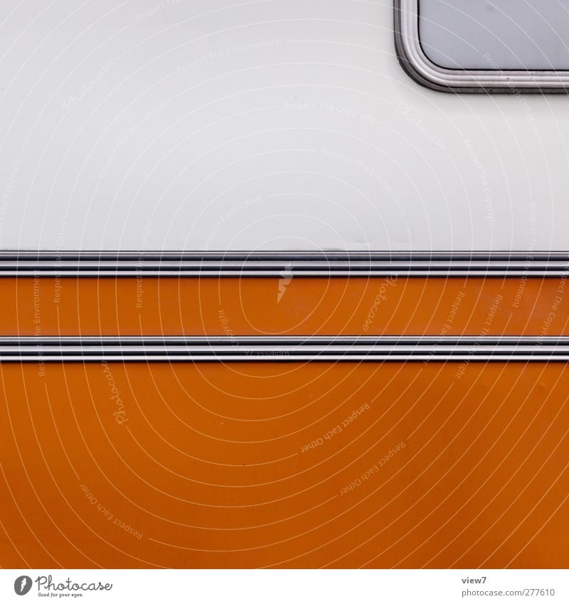 Orange Freizeit & Hobby Verkehr Fahrzeug Wohnmobil Wohnwagen Bauwagen Anhänger Metall Linie Streifen ästhetisch authentisch einfach frisch modern neu weiß