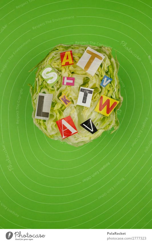 #A# BuchstabenSalat Kunst Kunstwerk ästhetisch Salatbeilage Salatblatt Salatkopf Eisbergsalat grün Gesunde Ernährung Farbfoto Gedeckte Farben mehrfarbig