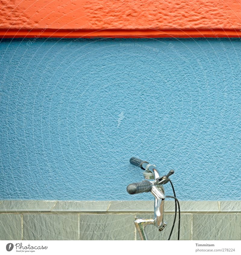 Auf ins Grüne! Fahrrad Heidelberg Haus Mauer Wand Stein Metall ästhetisch Sauberkeit blau grau rot stehen anlehnen Farbfoto mehrfarbig Außenaufnahme