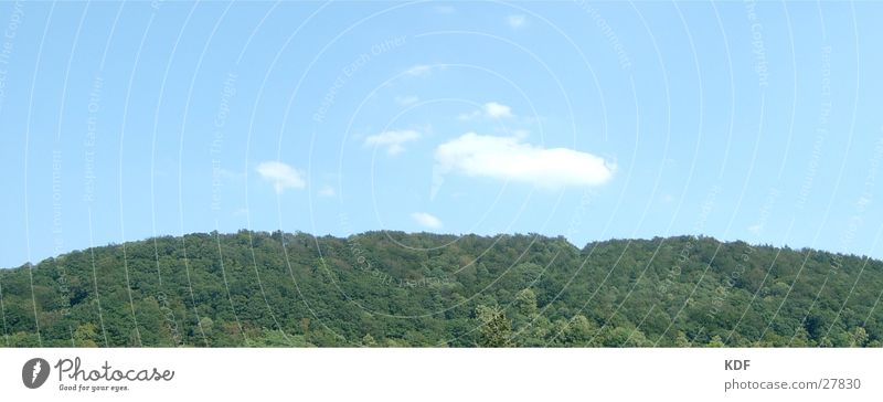 Blauer Himmel, Grüner Wald Hügel Heidelberg Wolken Ferien & Urlaub & Reisen Panorama (Aussicht) Berge u. Gebirge Bäüme KDF groß Panorama (Bildformat)