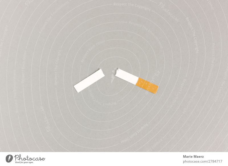Rauchen aufhören - Zigarette wegwerfen Lifestyle Gesundheit Erfolg positiv grau Tugend Laster Kraft Mut Stress Genusssucht Drogensucht Entschlossenheit