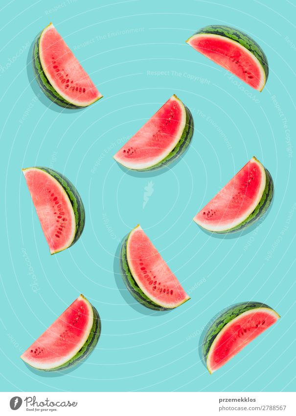 Wassermelonenmuster. Frucht Ernährung Essen Vegetarische Ernährung Diät Sommer frisch lecker natürlich saftig Sauberkeit grün rot flach Lebensmittel fruchtig