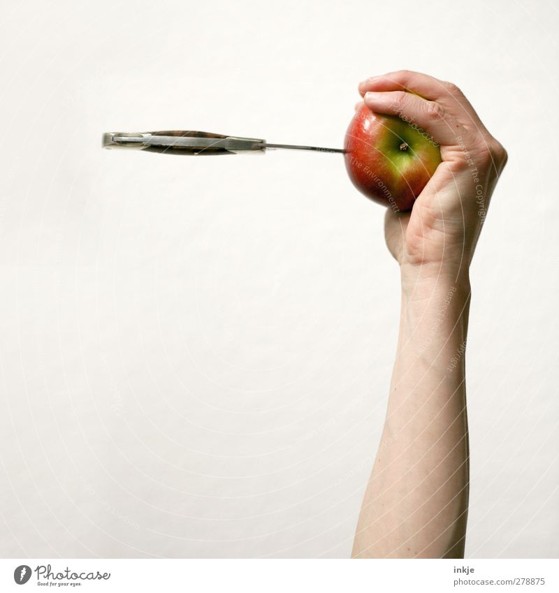 Treffer..... ! *schwitz* [ 700 ] Frucht Apfel Ernährung Vegetarische Ernährung Messer Klappmesser Freizeit & Hobby Spielen Glücksspiel messerwerfen Leben Arme