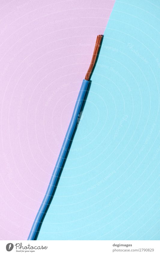 Elektrisches Kabel auf rosa und blauem Hintergrund. Industrie Technik & Technologie Energie elektrisch Draht Pastell Elektrizität Kraft kupfer Elektromonteur