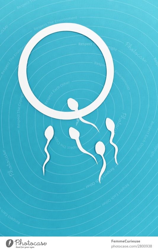 Reproduction - sperm swimming to egg cell Zeichen Sex Sexualität Grafik u. Illustration Grafische Darstellung Papier ausgeschnitten Symbole & Metaphern Spermien