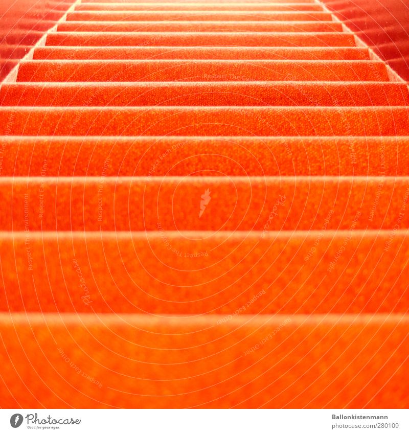 Ein Treppich! Wohnung Innenarchitektur Entertainment Veranstaltung Architektur Theater Treppe retro trashig orange rot Roter Teppich Hotel Farbfoto