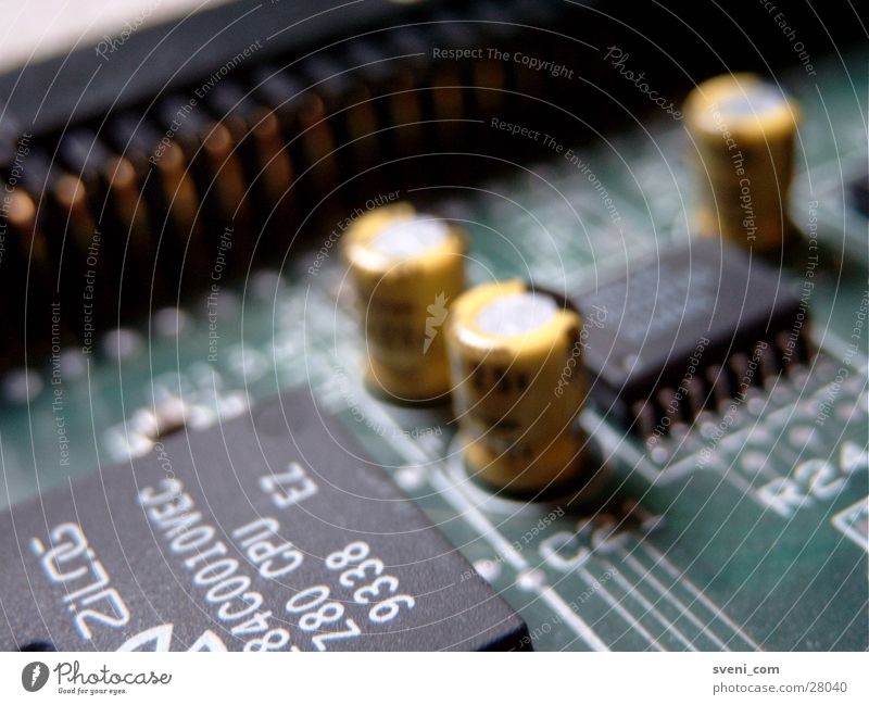 SCSI Platine Transistor Prozessor Mikrochip grün gelb Elektrisches Gerät Technik & Technologie Wiederstand