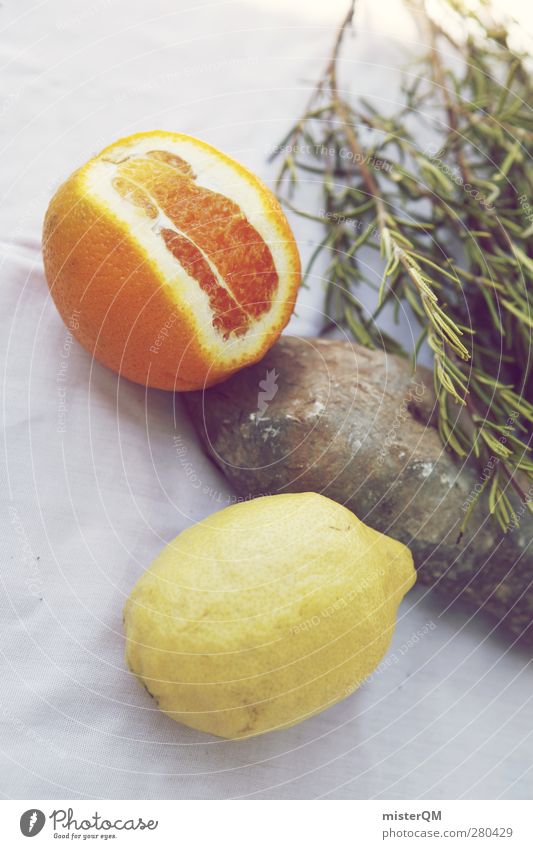Mit Vitamin C. Kunst ästhetisch Zitrone Zitronensaft zitronengelb Zitronenschale Orange Orangensaft Orangenhaut Orangerie Orangenschale Gesundheit lecker Ernte