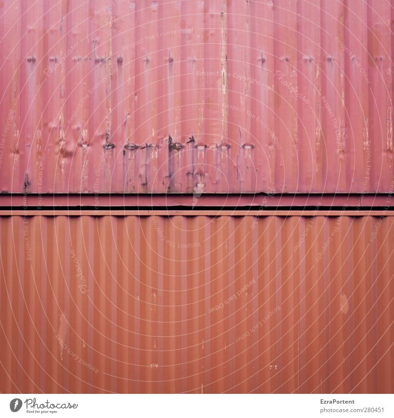 DoppelRot Industrie Handel Güterverkehr & Logistik Verkehr Metall orange rot paarweise 2 Container rustikal alt Abnutzung Quadrat Linie abstrakt minimalistisch