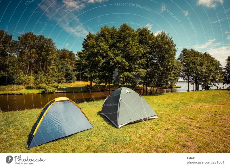 Doppelzelt Freizeit & Hobby Ferien & Urlaub & Reisen Ausflug Camping Sommer Umwelt Natur Landschaft Himmel Wolken Horizont Klima Schönes Wetter Baum Wiese