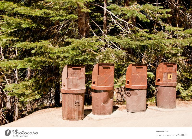 Abfalleimer Umwelt Natur Kasten Container Metall Rost werfen dreckig Ekel hässlich trashig braun Reinlichkeit Sauberkeit Ordnung Trennung Umweltverschmutzung