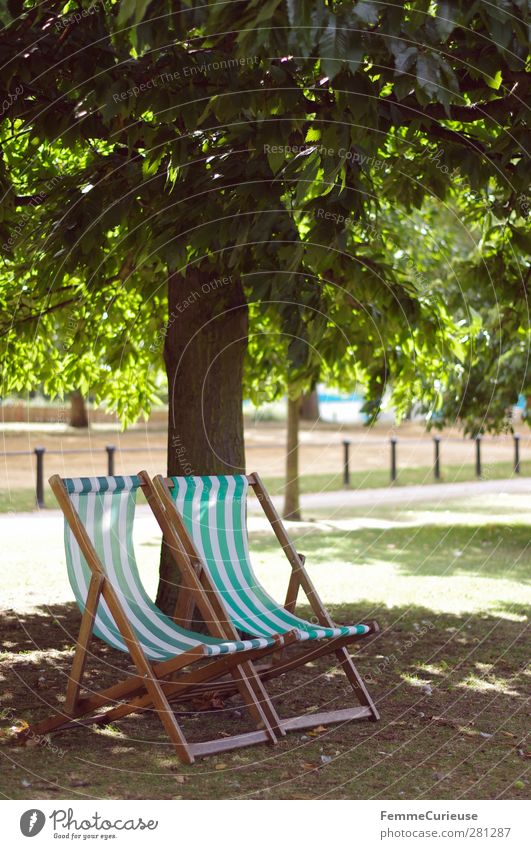 TiMe To ReLaX. Freizeit & Hobby Sommerurlaub Sonnenbad Zufriedenheit Erholung Natur Hyde Park Liegestuhl grün weiß Sonnenstrahlen Baum Schatten herbstlich Zaun