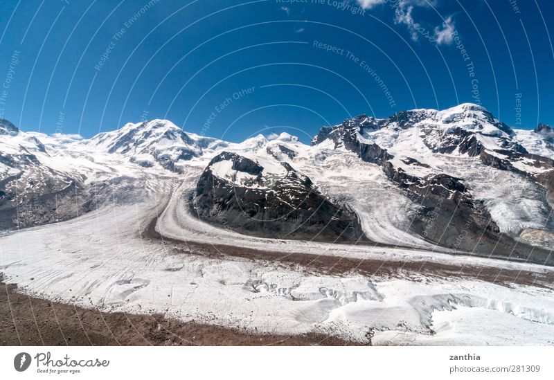 Gorner Glacier Natur Landschaft Himmel Sommer Klimawandel Schönes Wetter Alpen Berge u. Gebirge Gipfel Schneebedeckte Gipfel Gletscher Schweiz alt gigantisch