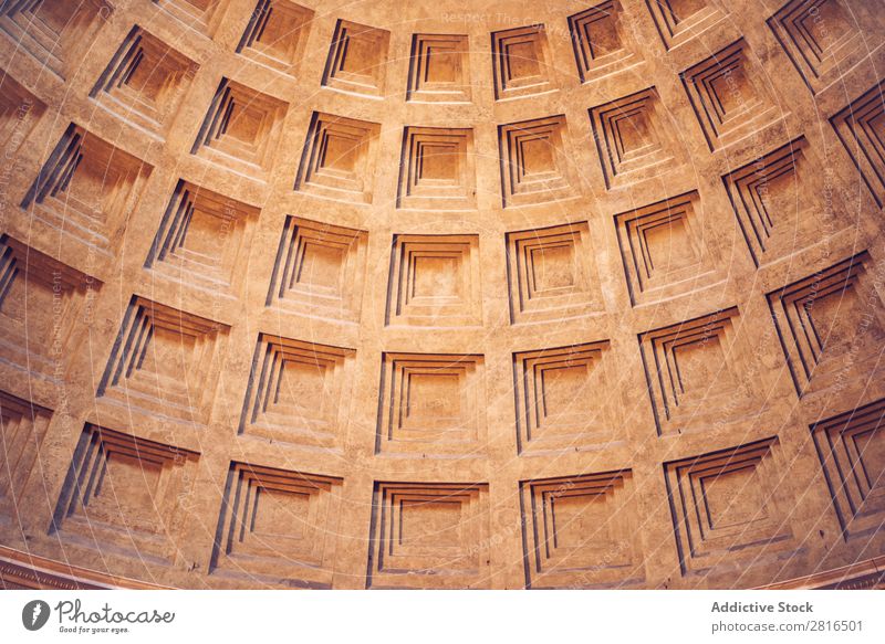 Inneres von Rom Agrippa Pantheon, Italien. Textur-Hintergrund Licht Dom gewölbt Wahrzeichen Dach Innenarchitektur Detailaufnahme Italienisch Sonnenstrahlen