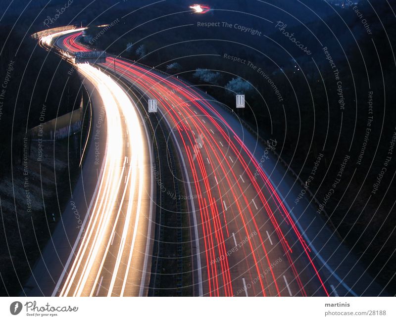 autobahn Autobahn Nacht Langzeitbelichtung Licht Verkehr