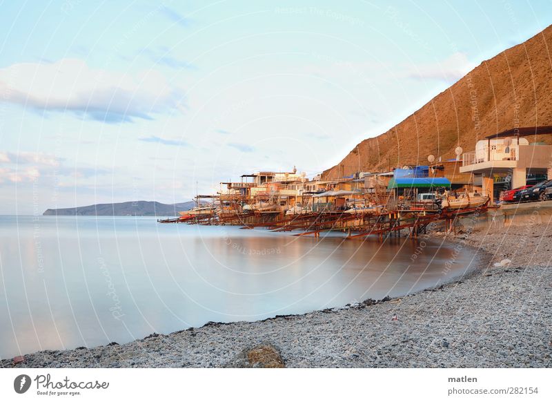 beinahe Malibu Landschaft Sand Wasser Himmel Horizont Sonnenaufgang Sonnenuntergang Sommer Schönes Wetter Hügel Felsen Berge u. Gebirge Küste Strand Bucht Meer