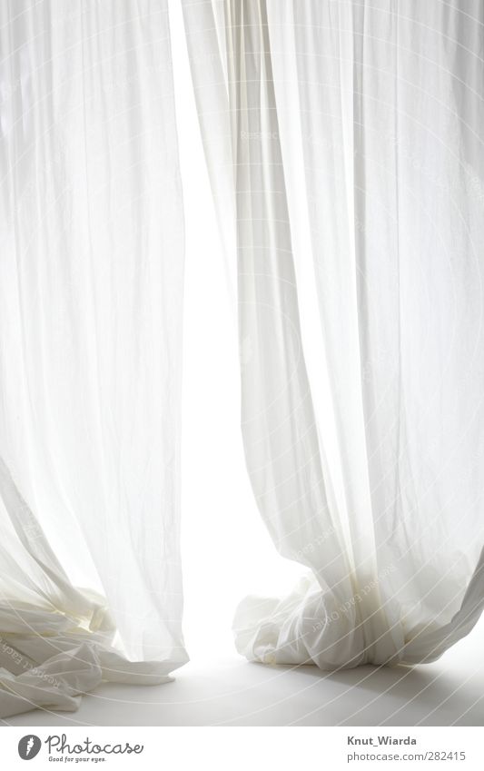 Weisse Vorhänge Vorhang weiß ästhetisch Gegenlicht Licht hell Farbfoto Studioaufnahme Menschenleer Kunstlicht Zentralperspektive
