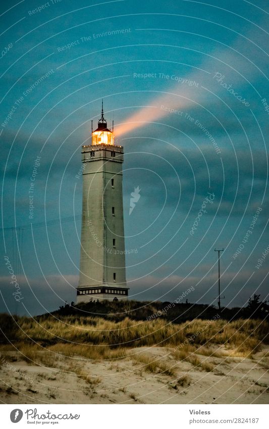 blavandshuk fyr lighthouse III Leuchtturm Blavands Huk Blavands Fyr Dänemark Düne Stranddüne Dünengras Jütland Lighthouse Nordsee Sonnenuntergang Dämmerung