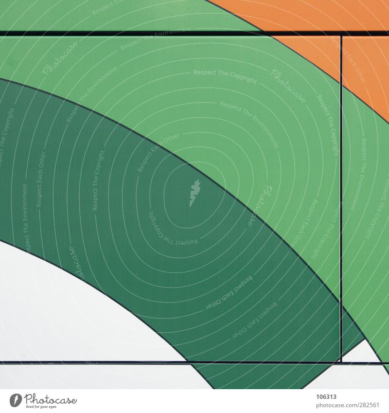 ‡ Metall Linie grün orange weiß graphisch Grafische Darstellung geschwungen Abtrennung Teilung Zwischenraum Farbfoto Außenaufnahme Menschenleer