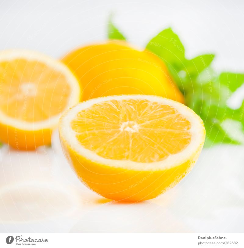 Zitrusfrüchte Lebensmittel Frucht Orange Vegetarische Ernährung frisch Gesundheit gelb grün fruchtig Farbfoto Studioaufnahme High Key