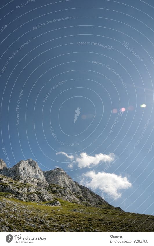 Gipfelkreuz Ferien & Urlaub & Reisen Tourismus Freiheit Berge u. Gebirge wandern Natur Landschaft Himmel Sommer Schönes Wetter Felsen Alpen