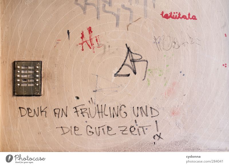 Herbst Mauer Wand Namensschild Klingel Zeichen Schriftzeichen Graffiti Senior Einsamkeit entdecken erleben Hoffnung Inspiration Kommunizieren Kreativität Leben