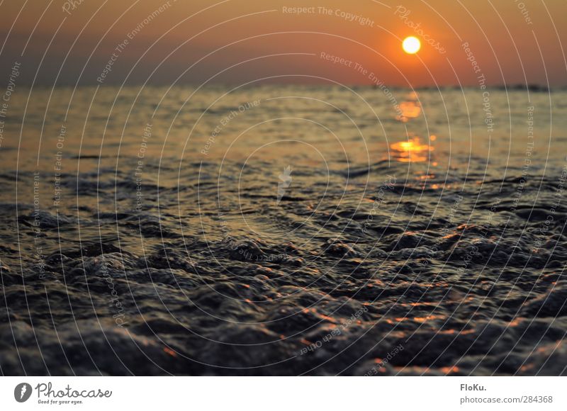 die Nordsee blubbert abends Ferien & Urlaub & Reisen Ferne Freiheit Sommer Meer Wellen Umwelt Natur Urelemente Wasser Himmel Sonnenaufgang Sonnenuntergang