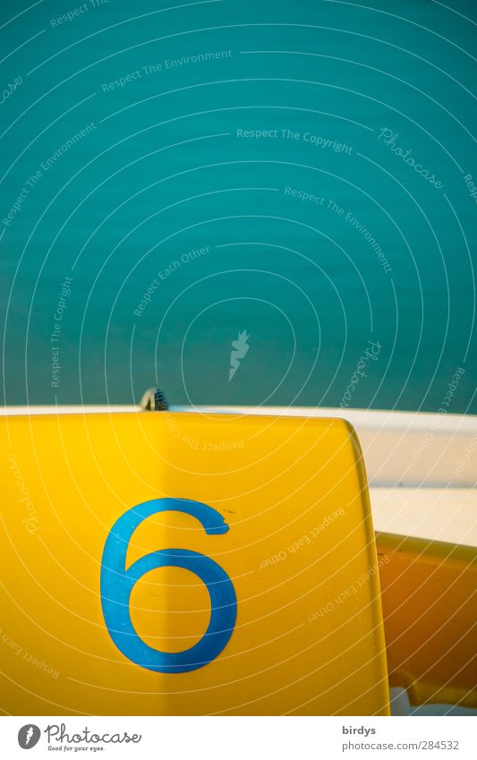...ist immer gut... Wasser Sommer Schönes Wetter See Tretboot Ziffern & Zahlen leuchten ästhetisch positiv Sauberkeit blau gelb türkis Erholung Farbe