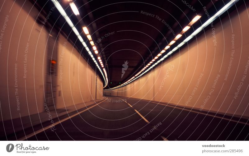 Straßentunnel Ausflug Güterverkehr & Logistik Stadtzentrum Tunnel Bauwerk Verkehrsmittel Straßenverkehr Autofahren Autobahn orange Stollen Unschärfe Natrium