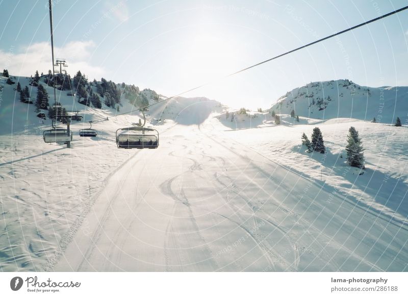 Es ist bald wieder so weit... Skifahren Skipiste Sonnenlicht Winter Schönes Wetter Schnee Berge u. Gebirge Schneebedeckte Gipfel Sport Tourismus Skilift
