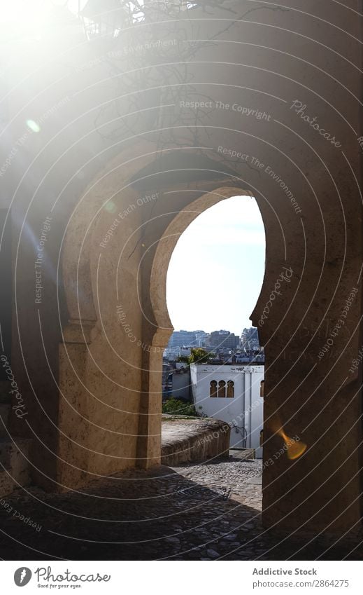 Stadt Typische arabische Architektur Medina Kasbah alt Riad Tür Fenster Detailaufnahme Moslem Großstadt Aussicht Orientalisch Tanger Marokko Skyline Gebäude