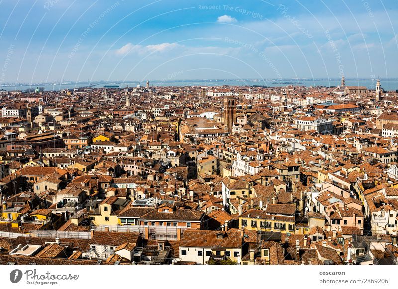 Luftaufnahme von Venedig vom Glockenturm aus schön Ferien & Urlaub & Reisen Tourismus Ausflug Sightseeing Städtereise Sommerurlaub Meer Haus Landschaft Himmel