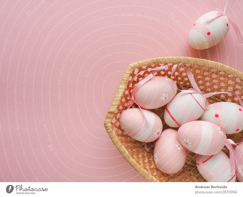 Pink Easter decoration with a basket Schalen & Schüsseln Design Ostern Frühling Dekoration & Verzierung springen retro rosa Tradition easter eggs