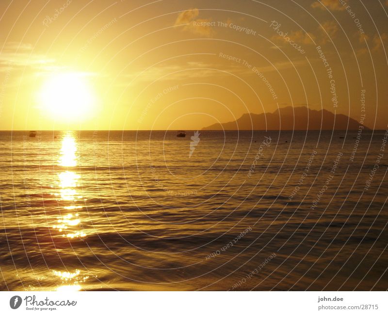 Sonnenuntergang Meer Sommer Seychellen Ferien & Urlaub & Reisen Los Angeles Insel