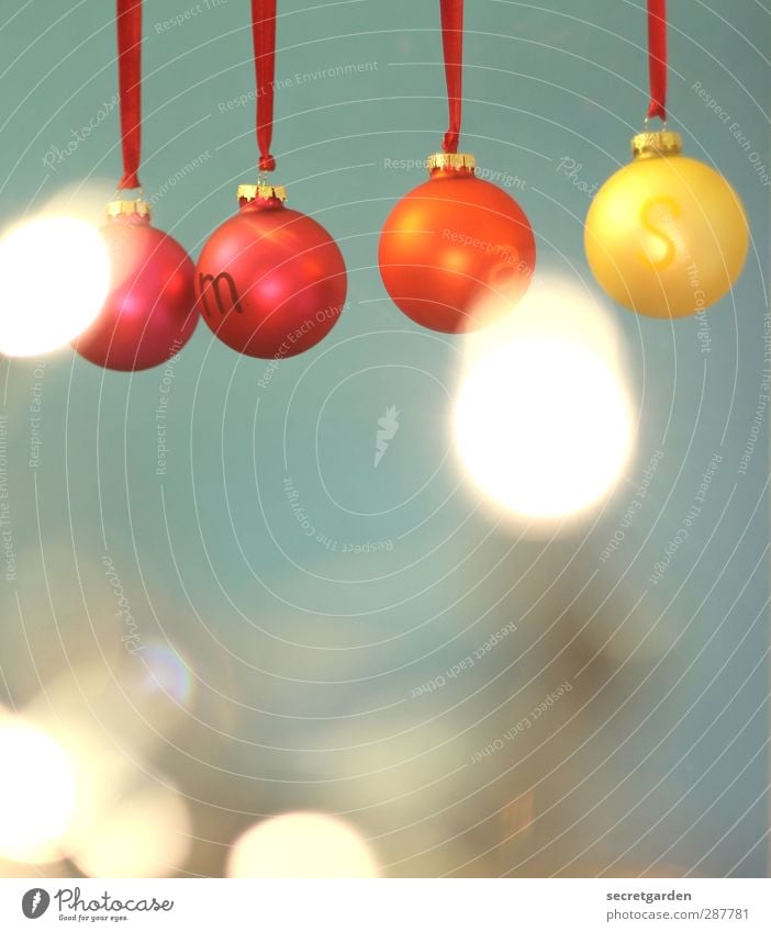 ....mas Wohnung Feste & Feiern Schriftzeichen Kugel glänzend schön Kitsch rund gelb orange rot Stimmung Weihnachten & Advent Weihnachtsdekoration