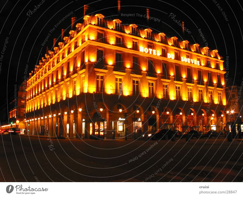Hotel de Louvre Licht Lampe Nacht Paris schwarz Abenddämmerung Romantik Europa Beleuchtung