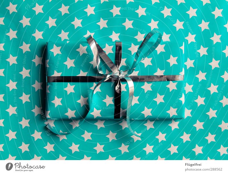 Mit Liebe verpackt Weihnachten & Advent türkis Geschenk Verpackung Geschenkpapier Tarnung silber Schleife Stern ästhetisch Feste & Feiern Überraschung Vorfreude