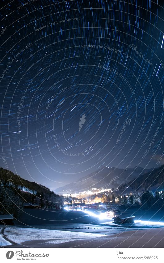 Winternacht II Schnee Berge u. Gebirge Natur Landschaft Himmel Wolken Nachthimmel Stern Schönes Wetter Alpen Gipfel Gstaad Saanenland Schweiz Haus kalt