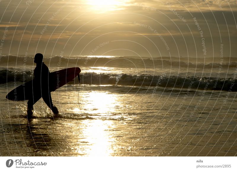 Have A Nice Surf Surfer Meer Sonnenuntergang Wellen Surfbrett Surfen gehen Sport Wasser Leash Silhouette Board spritzen