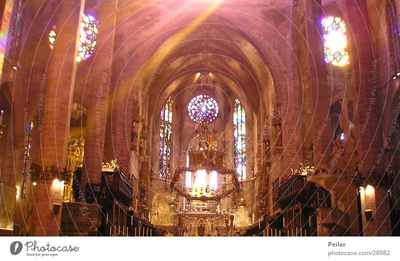Schein im Dunkel Beleuchtung Gotteshäuser Religion & Glaube Kathedrale Fensterbild Lichterscheinung Farbe