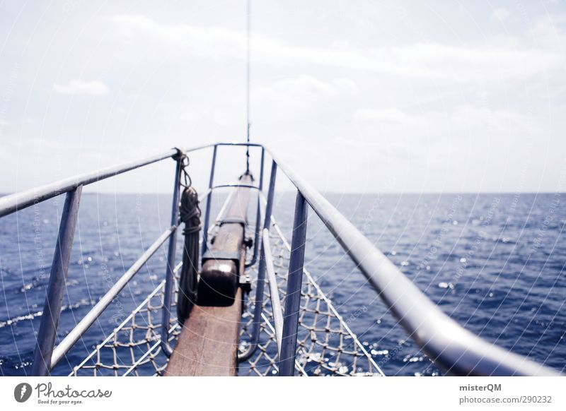 Zu neuen Horizonten. Kunst ästhetisch Segeln Schifffahrt Reling Schiffsbug Wellengang Ibiza Erholung Karibisches Meer Mittelmeer Unendlichkeit Zukunft