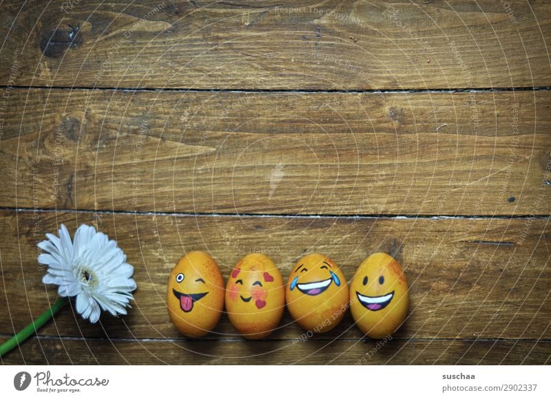 egg-familie Ei Osterei bemalt Kunst Ostern Tradition Feste & Feiern Smiley lachen Witz Humor lustig Freude Gesicht Clique Unsinn Holz Blume Frühling