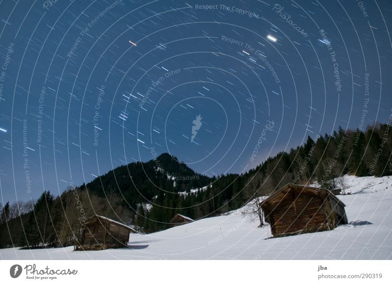 Silvesternacht harmonisch Erholung ruhig Freiheit Winter Schnee Berge u. Gebirge Natur Landschaft Urelemente Wolkenloser Himmel Nachthimmel Stern Schönes Wetter