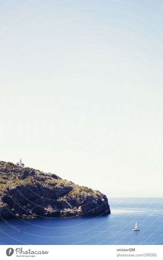 To The Cliffs. Kunst ästhetisch Natur Mallorca Spanien Soller Hafen Küste Klippe Segelboot Idylle mediterran Himmel (Jenseits) Paradies friedlich Insel Meer