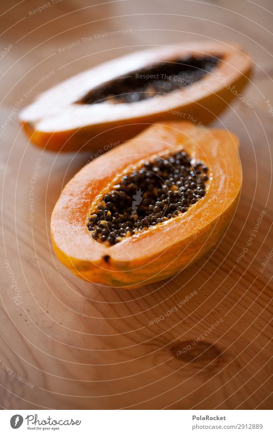 #A# Papaya Kunst ästhetisch Frucht Gesunde Ernährung Gesundheit lecker Farbfoto Gedeckte Farben Innenaufnahme Nahaufnahme Detailaufnahme Experiment abstrakt